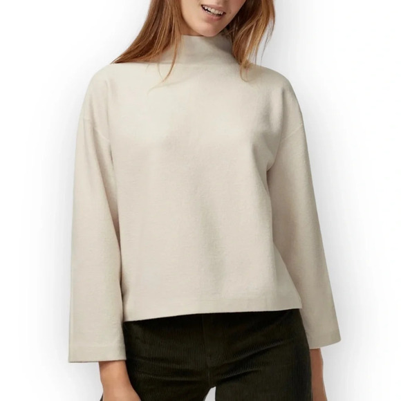 Aritzia Wilfred Free Diane Wool Mockneck Sweater Birch  White - Picture 1 of 8